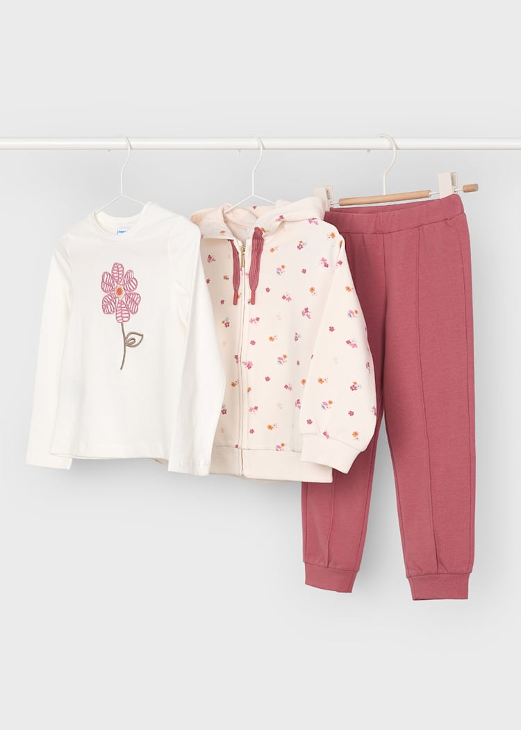 Girls' Cotton Floral Printed Top & Trousers Set