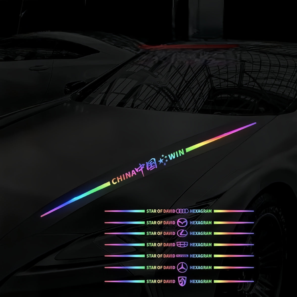 Bunte Auto-Logo-Aufkleber, farbwechselnde Laser-Reflex-Autoaufkleber, personalisierte A-Säulen-, Autotür- und Motorhaubenaufkleber.