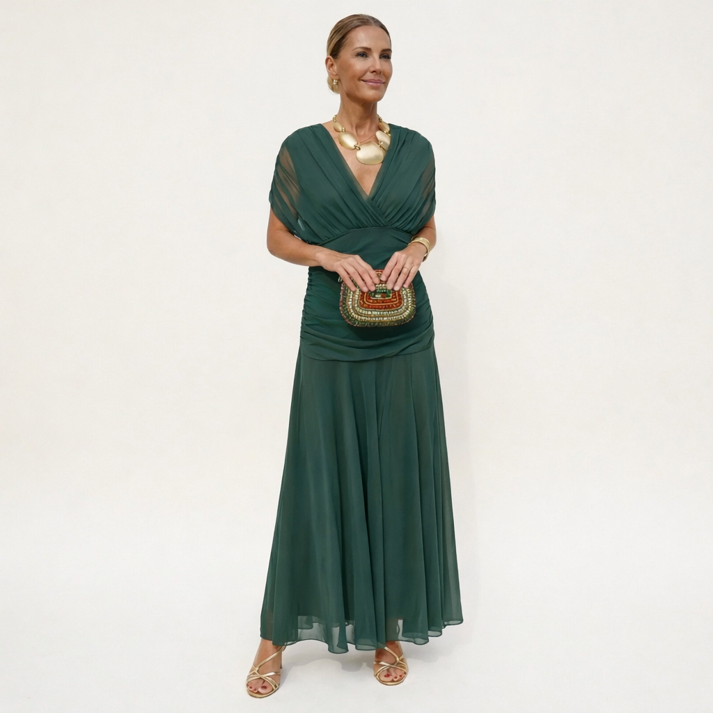 Victoria - Long Floral V-Neck Dress