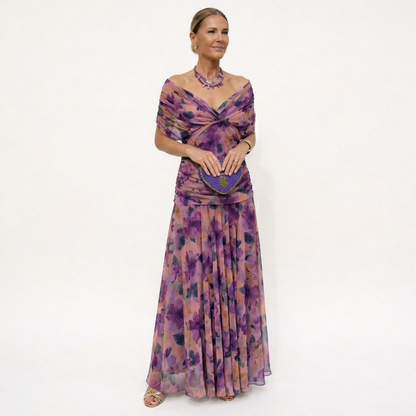 Victoria - Long Floral V-Neck Dress