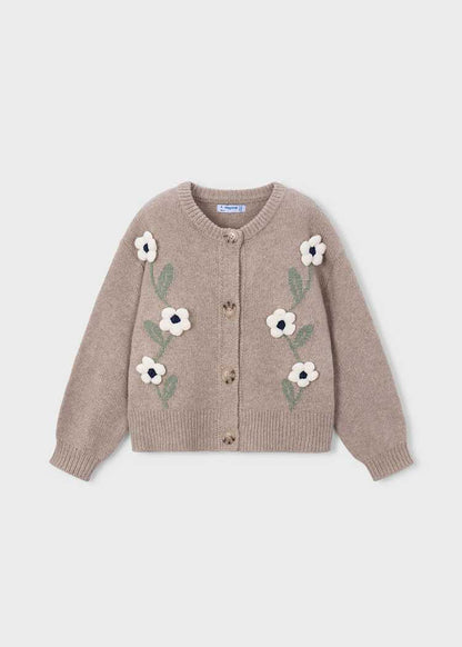 Girls' Floral Knit Cardigan