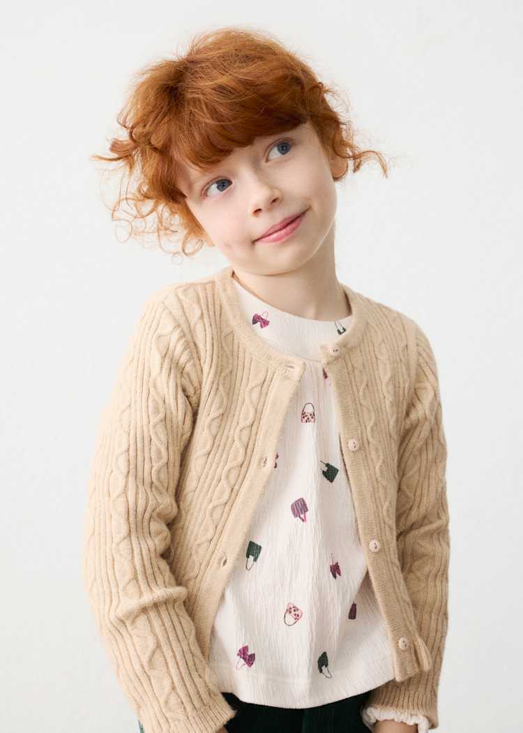 Girls' Floral Knit Cardigan