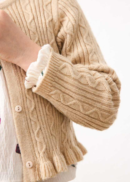 Girls' Floral Knit Cardigan