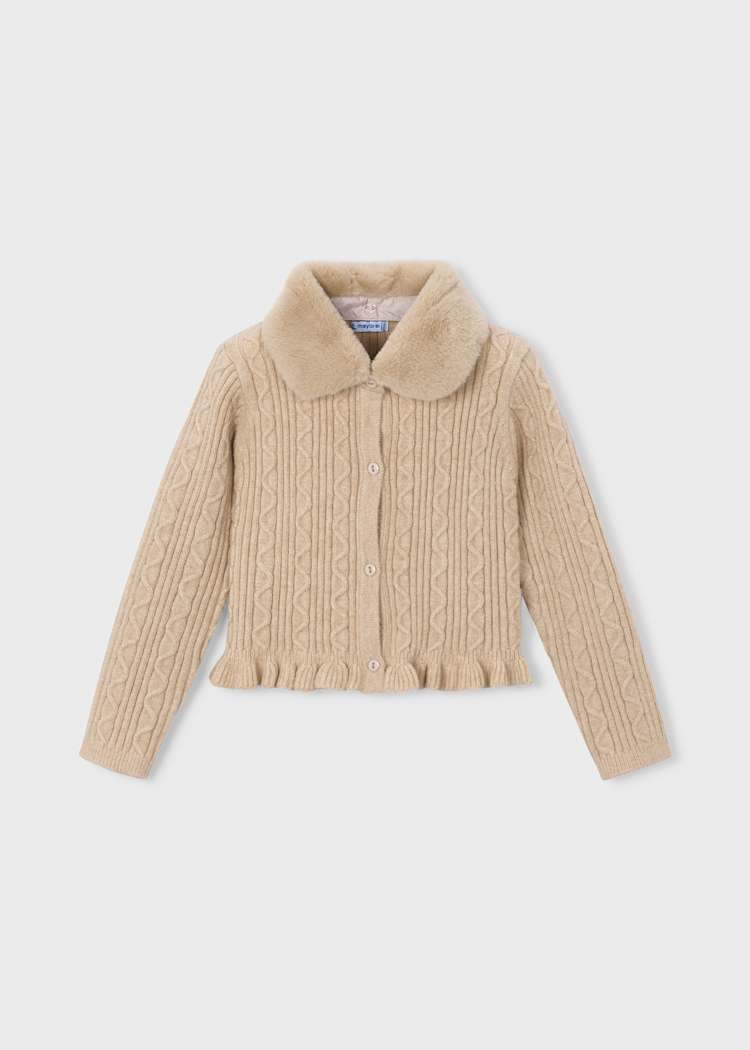 Girls' Floral Knit Cardigan