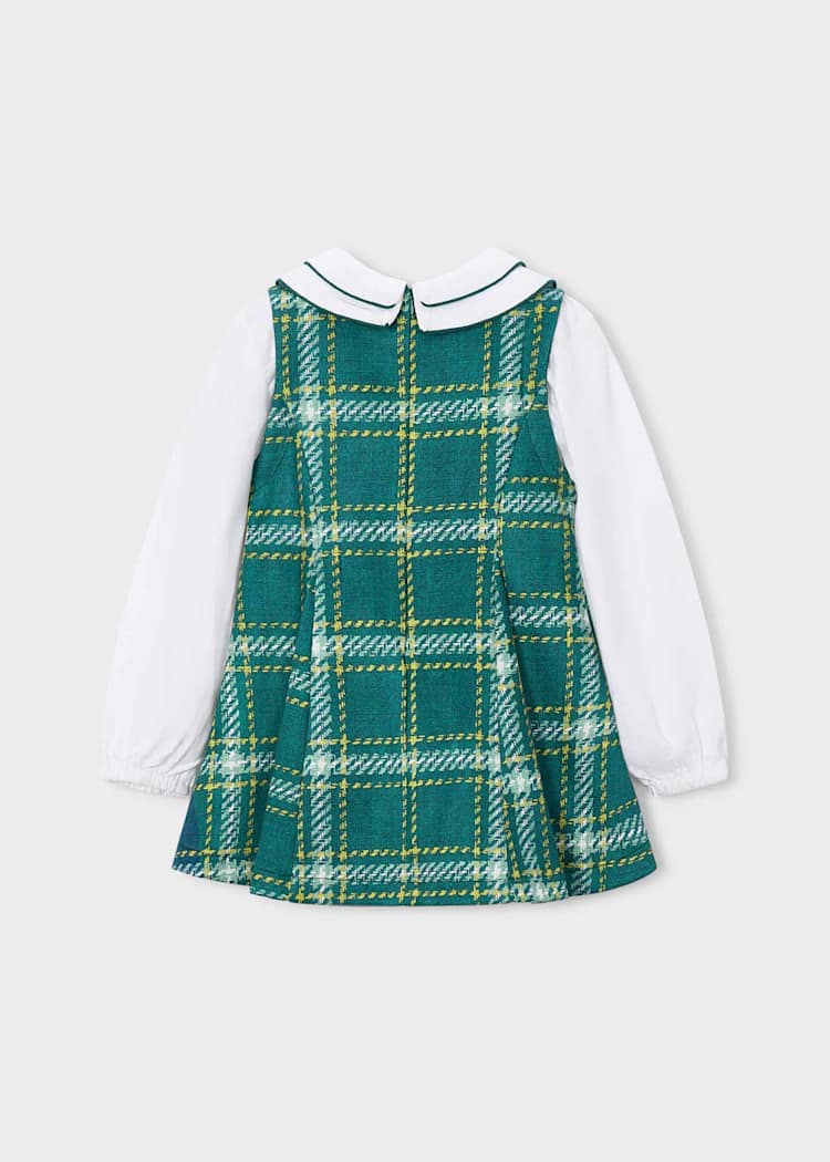 Girls' Cotton Pinafore Printed Velvet Dress