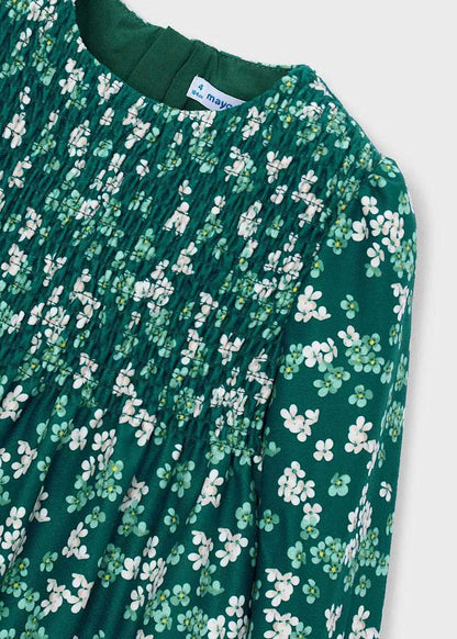 Girls' Cotton Pinafore Printed Velvet Dress
